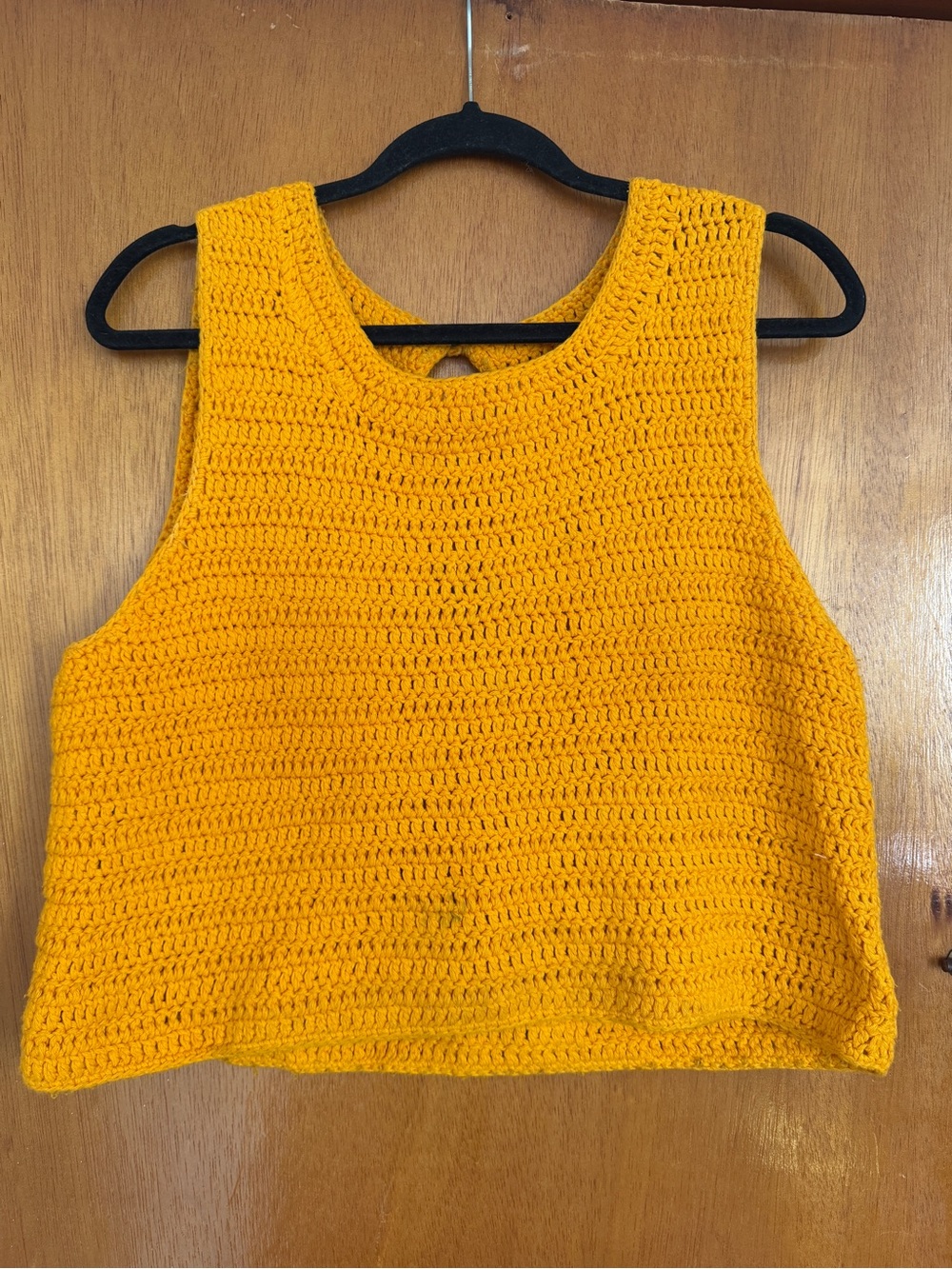 Anthropologie Moth yellow crochet crop tank